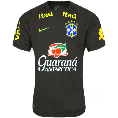 ブラジル代表２０１４スポンサー付きトレーニングシャツ 黒 - サッカー